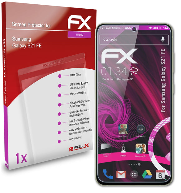 atFoliX FX-Hybrid-Glass Panzerglasfolie für Samsung Galaxy S21 FE