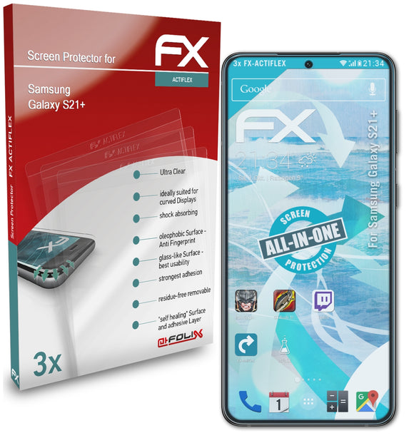 atFoliX FX-ActiFleX Displayschutzfolie für Samsung Galaxy S21+