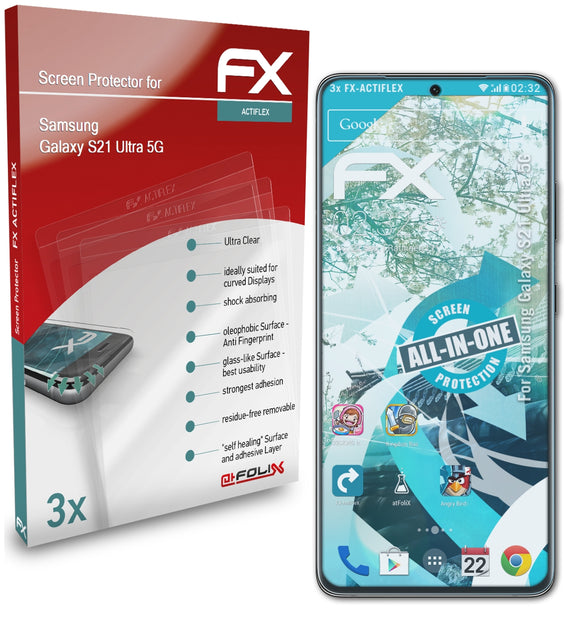 atFoliX FX-ActiFleX Displayschutzfolie für Samsung Galaxy S21 Ultra 5G