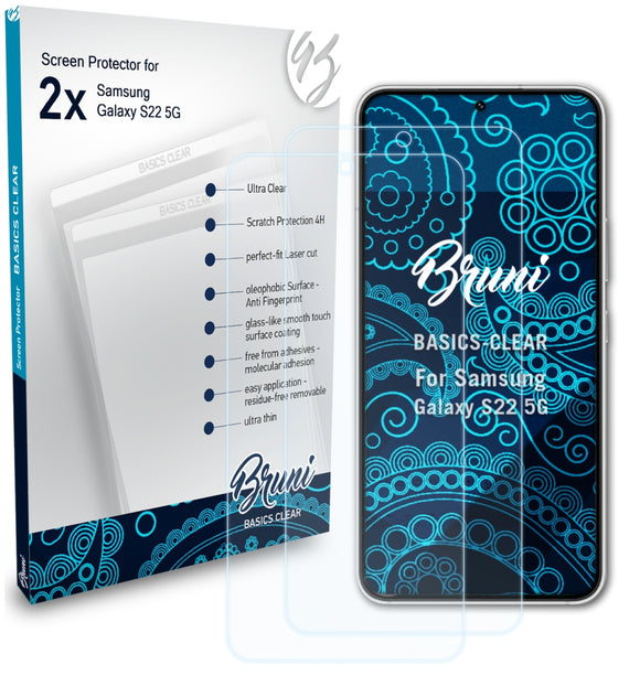 Bruni Basics-Clear Displayschutzfolie für Samsung Galaxy S22 5G