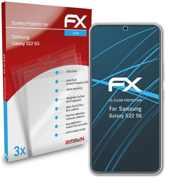 atFoliX FX-Clear Schutzfolie für Samsung Galaxy S22 5G