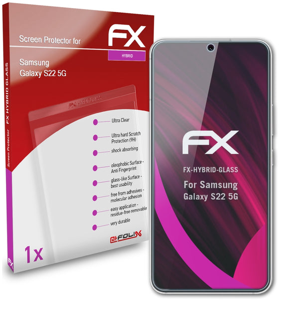 atFoliX FX-Hybrid-Glass Panzerglasfolie für Samsung Galaxy S22 5G