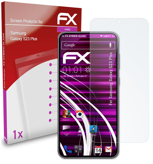 atFoliX FX-Hybrid-Glass Panzerglasfolie für Samsung Galaxy S23 Plus