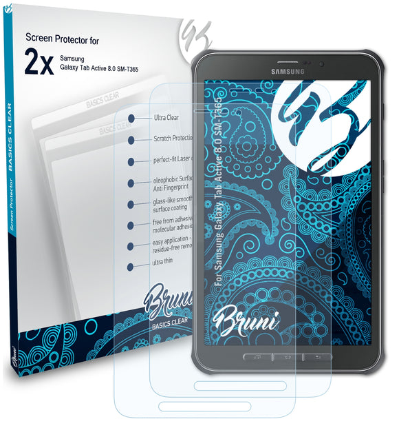Bruni Basics-Clear Displayschutzfolie für Samsung Galaxy Tab Active 8.0 (SM-T365)