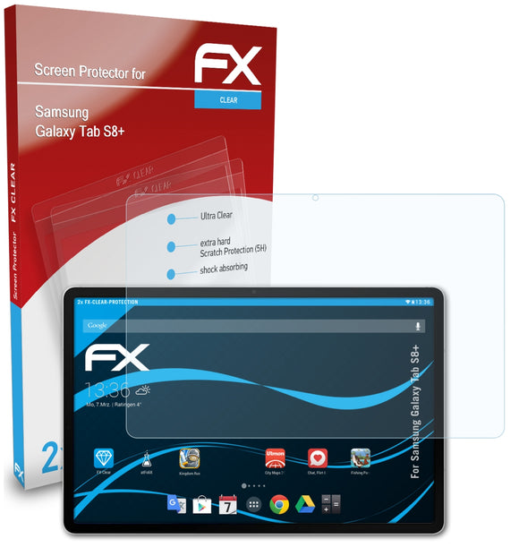 atFoliX FX-Clear Schutzfolie für Samsung Galaxy Tab S8+