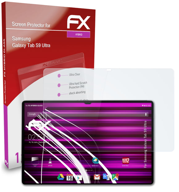 atFoliX FX-Hybrid-Glass Panzerglasfolie für Samsung Galaxy Tab S9 Ultra