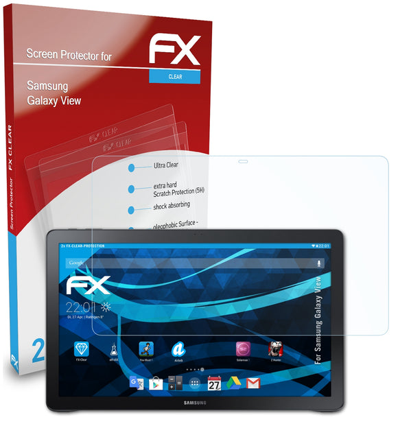 atFoliX FX-Clear Schutzfolie für Samsung Galaxy View