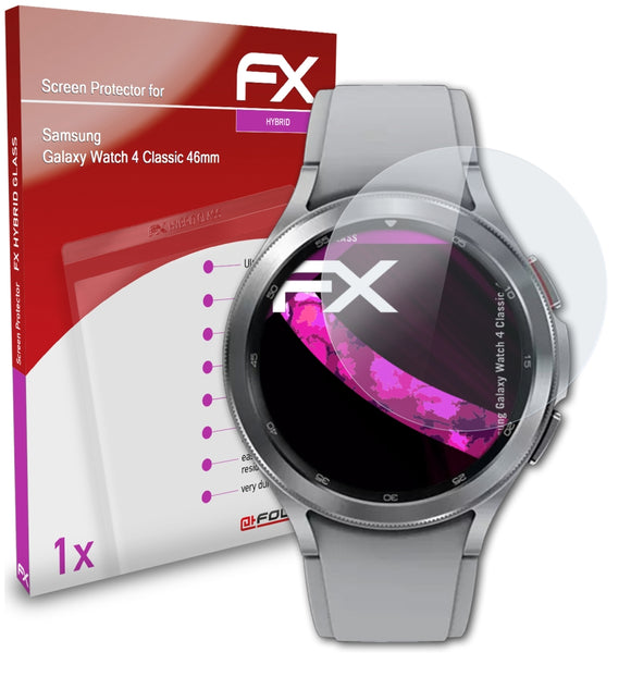 atFoliX FX-Hybrid-Glass Panzerglasfolie für Samsung Galaxy Watch 4 Classic (46mm)