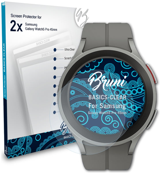 Bruni Basics-Clear Displayschutzfolie für Samsung Galaxy Watch5 Pro (45mm)