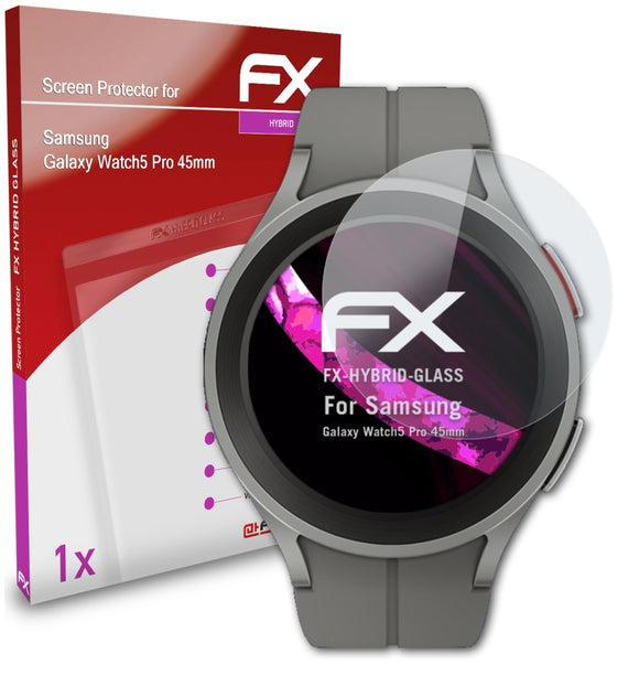 atFoliX FX-Hybrid-Glass Panzerglasfolie für Samsung Galaxy Watch5 Pro (45mm)