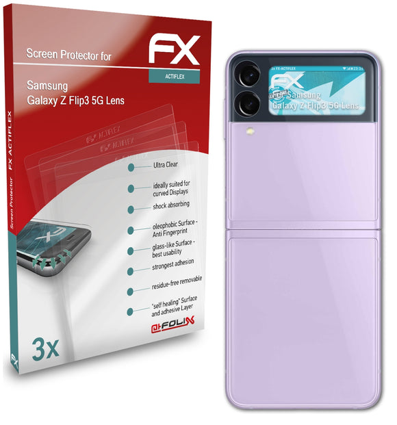 atFoliX FX-ActiFleX Displayschutzfolie für Samsung Galaxy Z Flip3 5G Lens