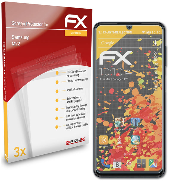 atFoliX FX-Antireflex Displayschutzfolie für Samsung M22