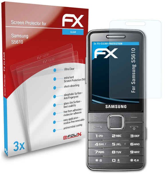 atFoliX FX-Clear Schutzfolie für Samsung S5610