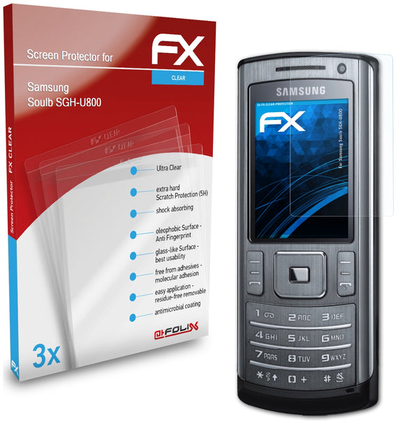 atFoliX FX-Clear Schutzfolie für Samsung Soulb (SGH-U800)