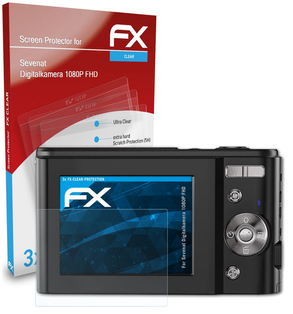 atFoliX FX-Clear Schutzfolie für Sevenat Digitalkamera 1080P FHD