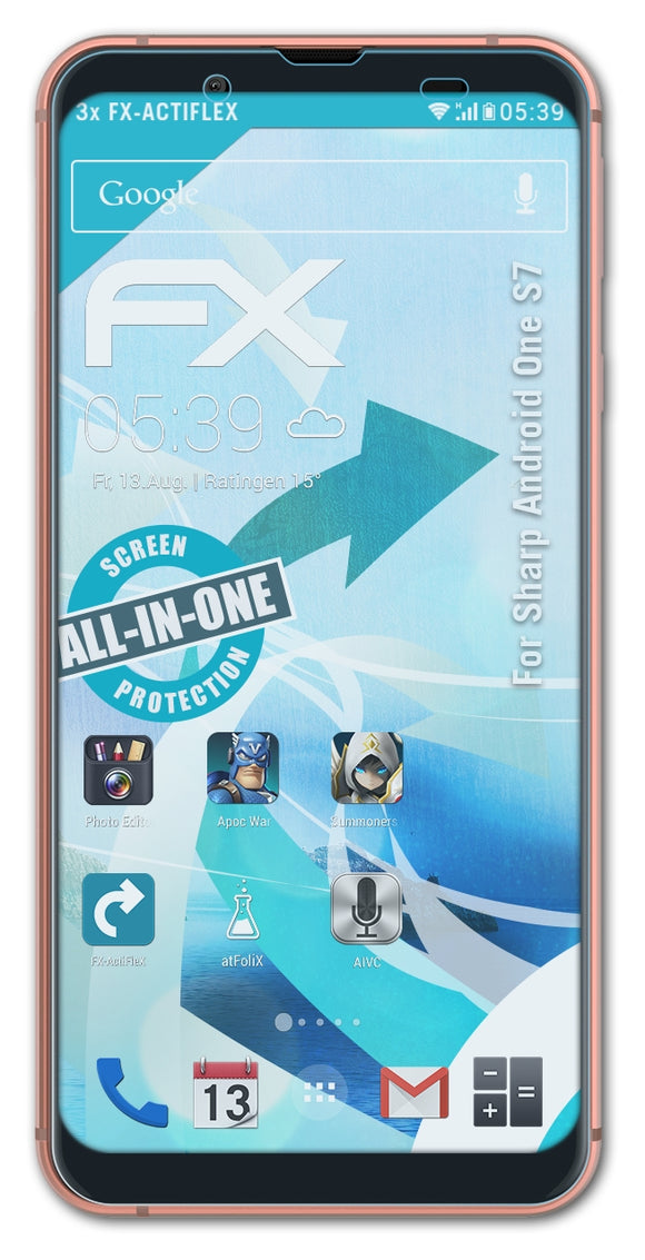 atFoliX Schutzfolie passend für Sharp Android One S7, ultraklare und flexible FX Folie (3X)