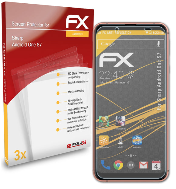 atFoliX FX-Antireflex Displayschutzfolie für Sharp Android One S7
