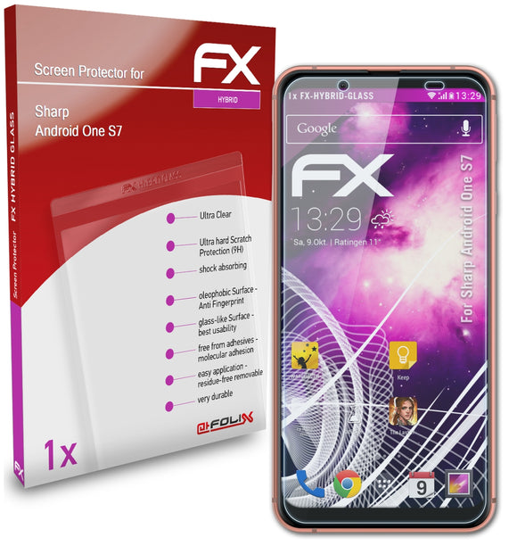 atFoliX FX-Hybrid-Glass Panzerglasfolie für Sharp Android One S7