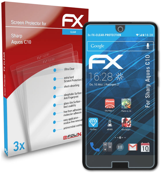 atFoliX FX-Clear Schutzfolie für Sharp Aquos C10
