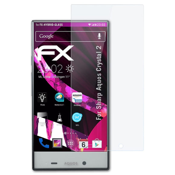 atFoliX FX-Hybrid-Glass Panzerglasfolie für Sharp Aquos Crystal 2