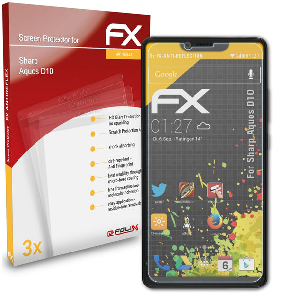 atFoliX FX-Antireflex Displayschutzfolie für Sharp Aquos D10