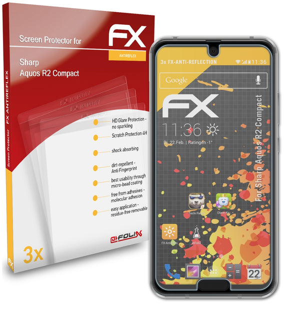 atFoliX FX-Antireflex Displayschutzfolie für Sharp Aquos R2 Compact