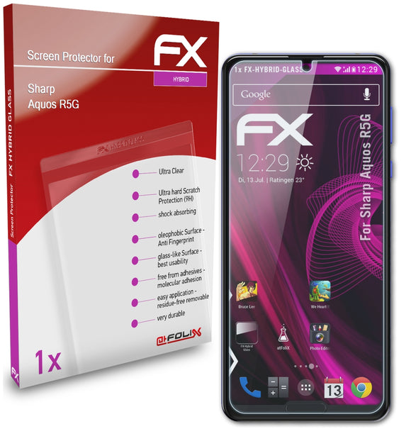 atFoliX FX-Hybrid-Glass Panzerglasfolie für Sharp Aquos R5G