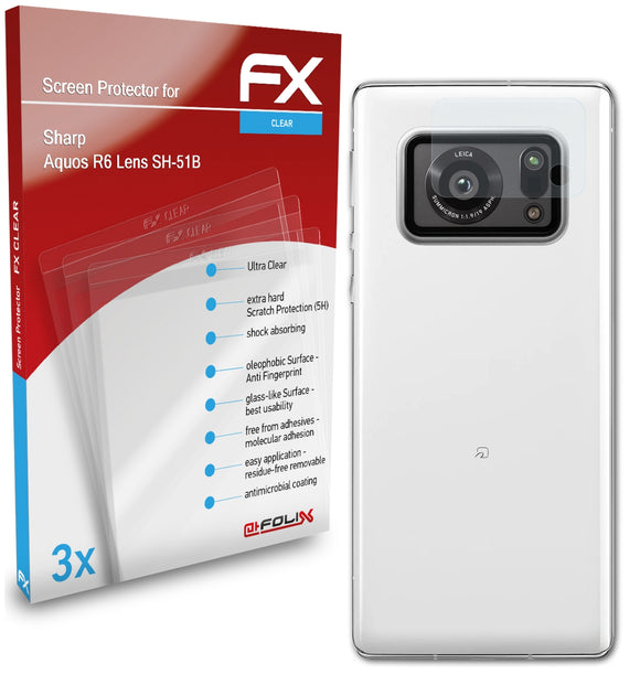 atFoliX FX-Clear Schutzfolie für Sharp Aquos R6 Lens (SH-51B)