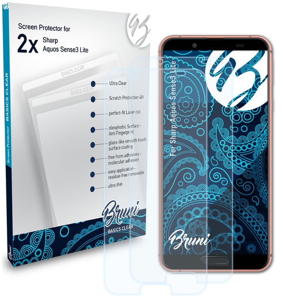 Bruni Basics-Clear Displayschutzfolie für Sharp Aquos Sense3 Lite
