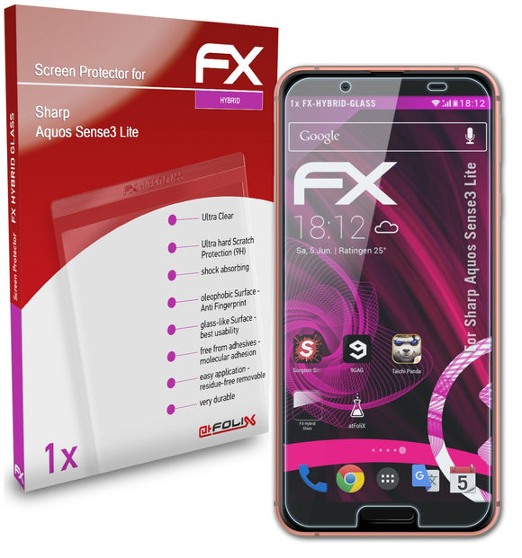atFoliX FX-Hybrid-Glass Panzerglasfolie für Sharp Aquos Sense3 Lite