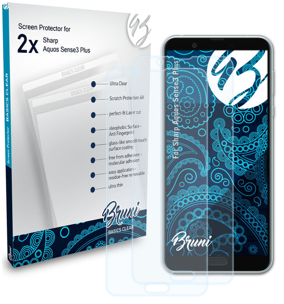 Bruni Basics-Clear Displayschutzfolie für Sharp Aquos Sense3 Plus