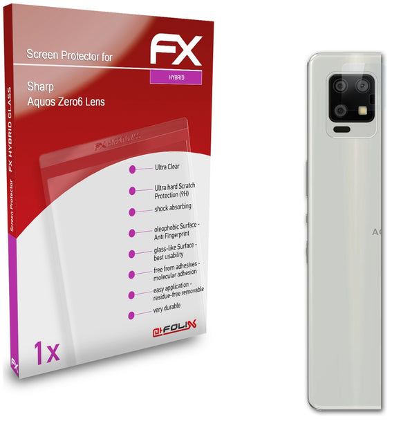 atFoliX FX-Hybrid-Glass Panzerglasfolie für Sharp Aquos Zero6 Lens