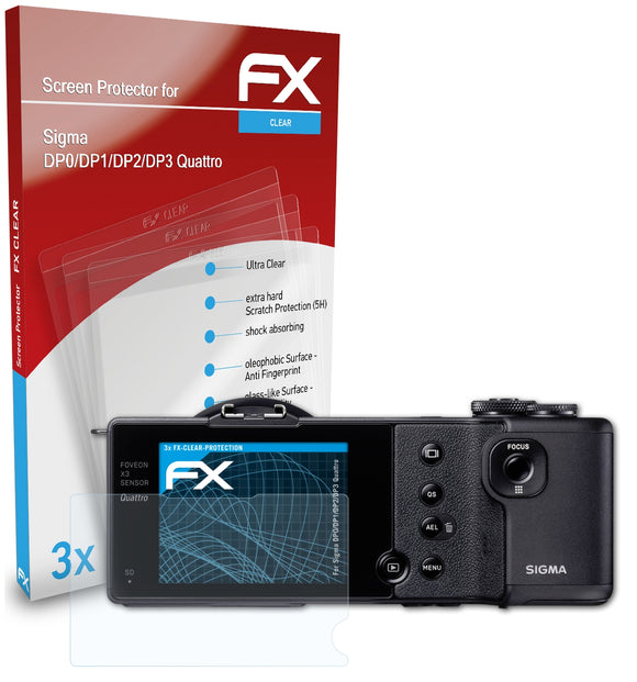 atFoliX FX-Clear Schutzfolie für Sigma DP0/DP1/DP2/DP3 (Quattro)
