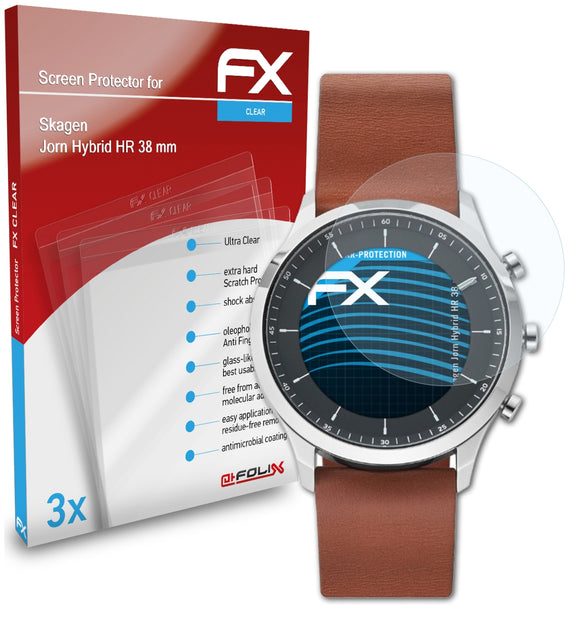 atFoliX FX-Clear Schutzfolie für Skagen Jorn Hybrid HR (38 mm)