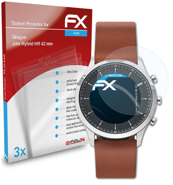 atFoliX FX-Clear Schutzfolie für Skagen Jorn Hybrid HR (42 mm)