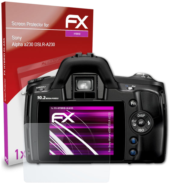 atFoliX FX-Hybrid-Glass Panzerglasfolie für Sony Alpha a230 (DSLR-A230)