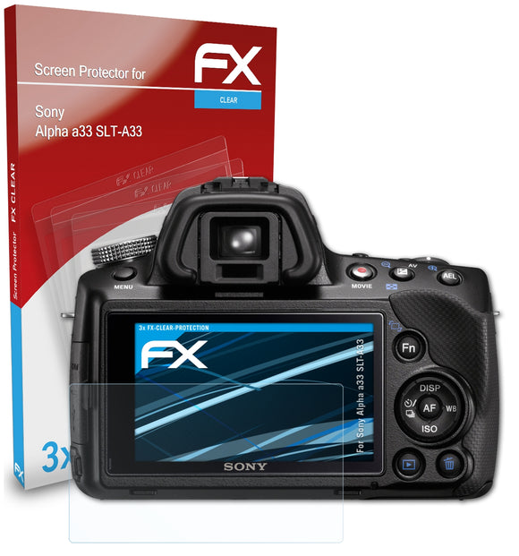 atFoliX FX-Clear Schutzfolie für Sony Alpha a33 (SLT-A33)