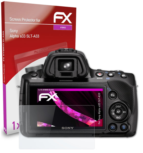 atFoliX FX-Hybrid-Glass Panzerglasfolie für Sony Alpha a33 (SLT-A33)