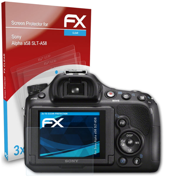 atFoliX FX-Clear Schutzfolie für Sony Alpha a58 (SLT-A58)