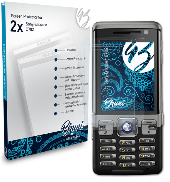 Bruni Basics-Clear Displayschutzfolie für Sony-Ericsson C702