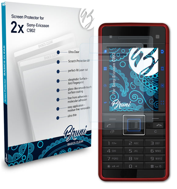 Bruni Basics-Clear Displayschutzfolie für Sony-Ericsson C902