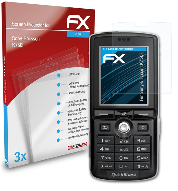 atFoliX FX-Clear Schutzfolie für Sony-Ericsson K750i