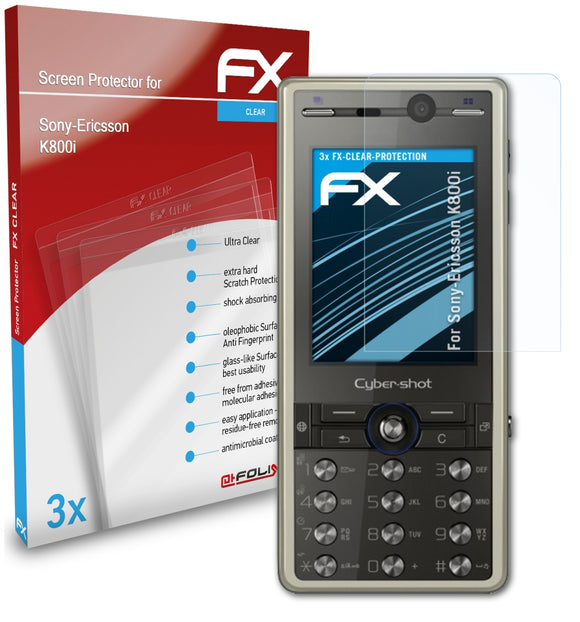 atFoliX FX-Clear Schutzfolie für Sony-Ericsson K800i