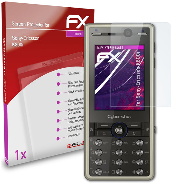 atFoliX FX-Hybrid-Glass Panzerglasfolie für Sony-Ericsson K800i