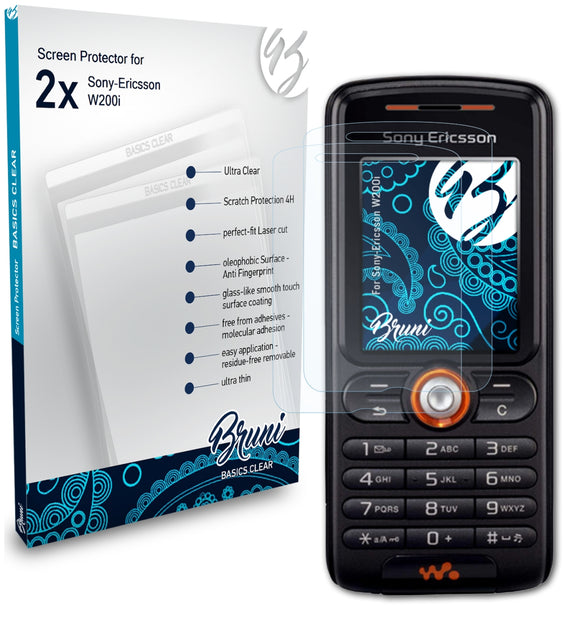 Bruni Basics-Clear Displayschutzfolie für Sony-Ericsson W200i