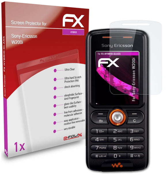 atFoliX FX-Hybrid-Glass Panzerglasfolie für Sony-Ericsson W200i