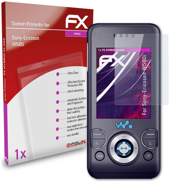 atFoliX FX-Hybrid-Glass Panzerglasfolie für Sony-Ericsson W580i