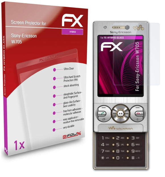 atFoliX FX-Hybrid-Glass Panzerglasfolie für Sony-Ericsson W705