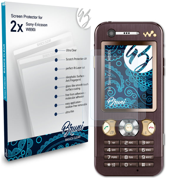 Bruni Basics-Clear Displayschutzfolie für Sony-Ericsson W890i