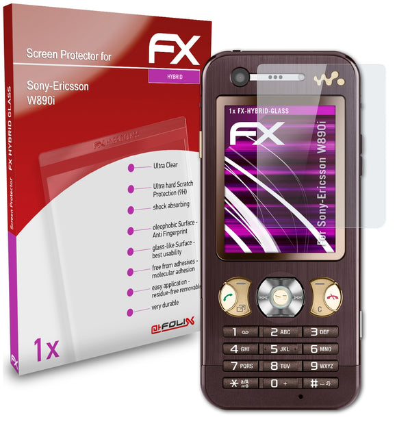 atFoliX FX-Hybrid-Glass Panzerglasfolie für Sony-Ericsson W890i